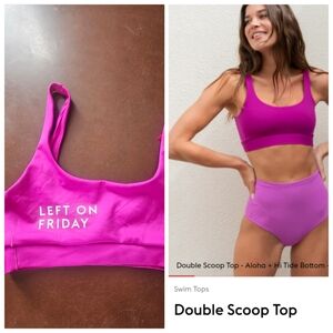 Nwt Left On Friday aloha magenta Pink Double Scoop Top M